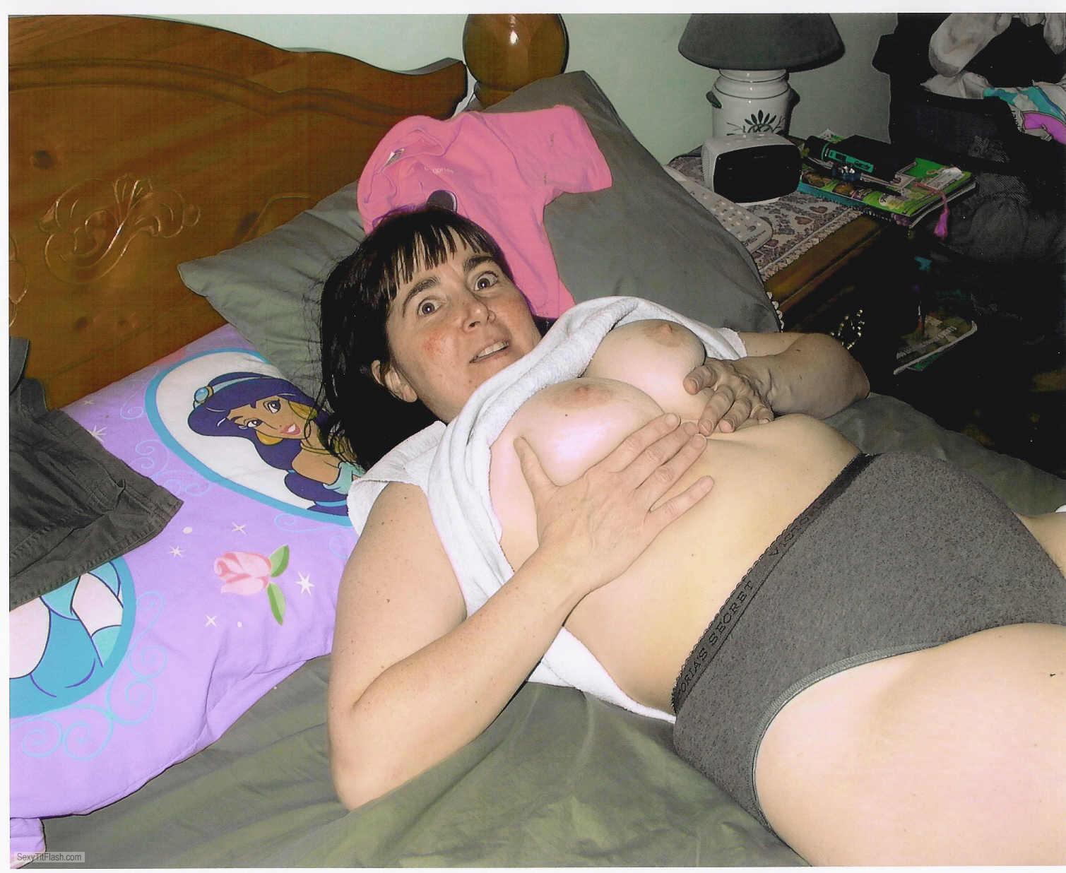 Tit Flash: My Medium Tits - Topless Kay Kay from United States